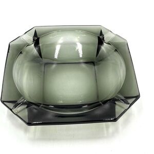 Vintage Smoke Gray Glass Ashtray, Trinket Dish, Bowl or Plant Holder